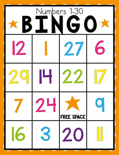 numbers on a bingo card.